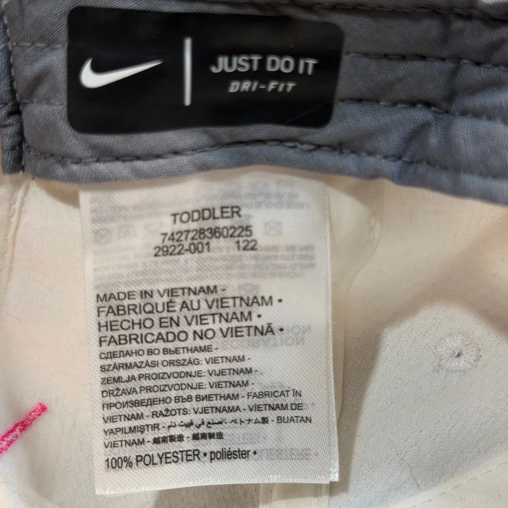A+ Nike Dri-FIT Toddler White Baseball Cap Multi-Color Swoosh 2922-001